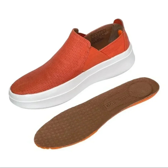 Gentle Souls by Kenneth Cole Rosette Orange Leather Slip-On Womens Sneakers - Picture 12 of 16